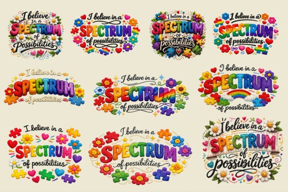 Autism Awareness Rainbow Floral Faux Yar