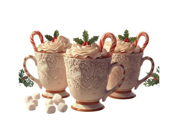 Christmas Hot Cocoa Mug Clipart Set PNG