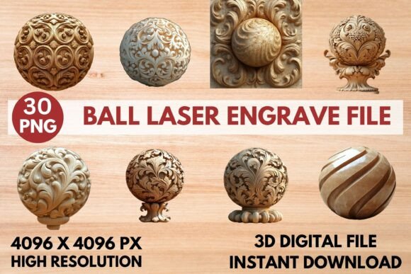 Enhance Your Creations with Ball Laser Engrave File and Amazing 3D Laser Engrave PNG Ready To Print File
