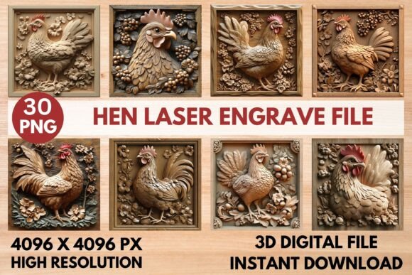 Hen Laser Engrave File: A Premium 3D Design for Creative Projects