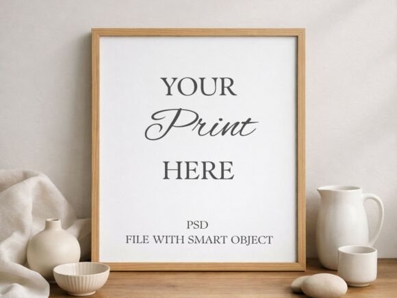 Minimalist Tabletop Oak Frame Mockup: A Versatile Tool for Artists and Designers