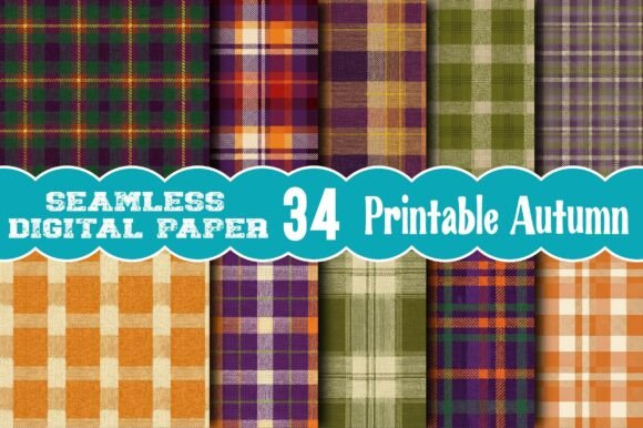 Printable Autumn Plaid Digital Patterns