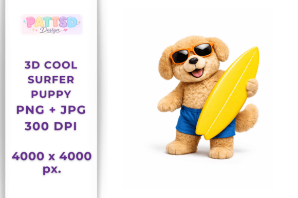 Surfer Dog Plush Sunglasses PNG JPG for Trendy Summer Merch